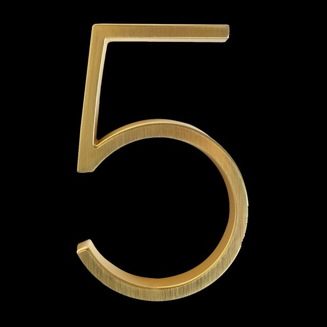 Modern House Numbers | Gold Zinc Alloy Address Sign with 5-Inch Height | Stylish Design for Enhanced Curb Appeal