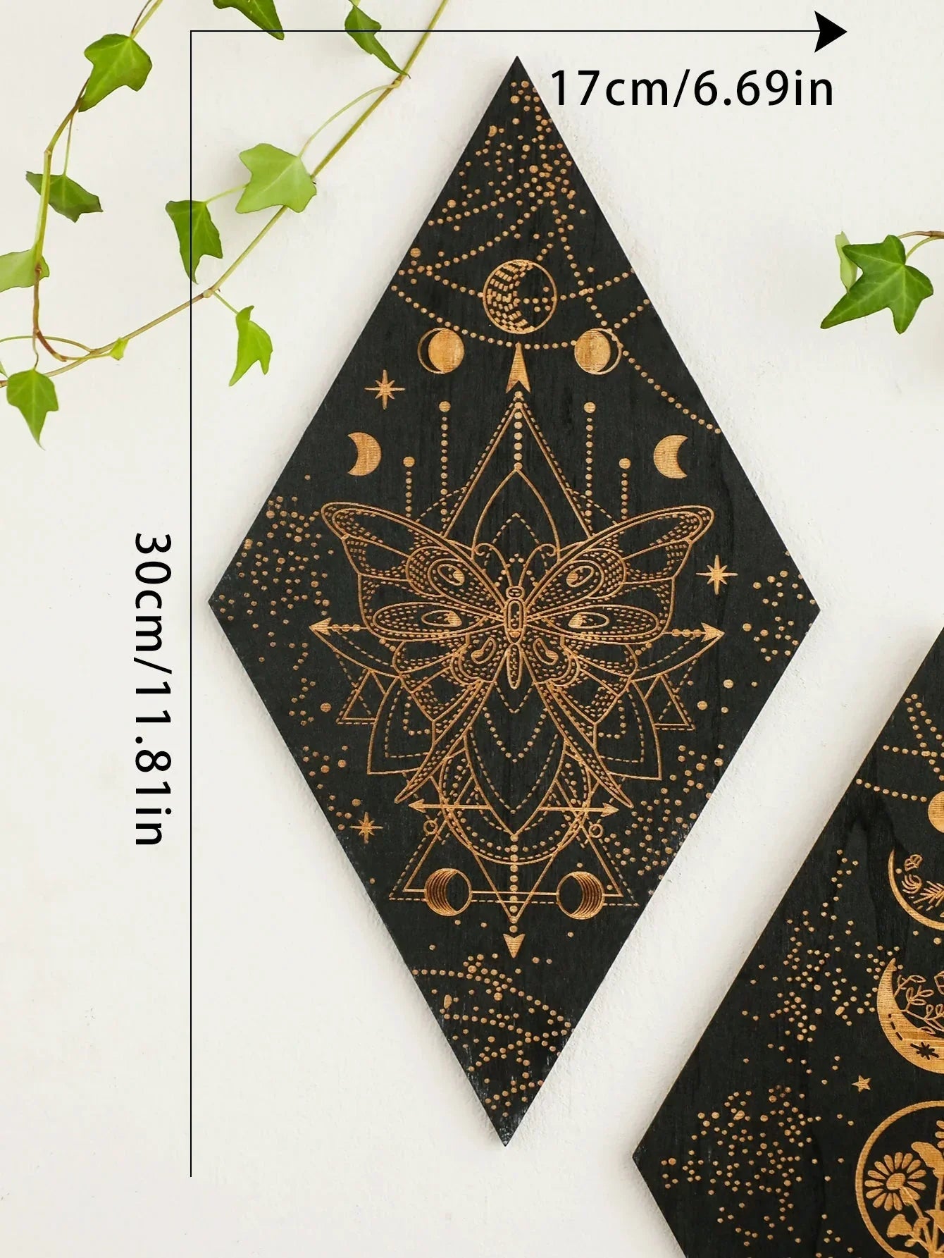 Moon Phases Wall Art | Black Wooden Decor with Premium Craftsmanship | Boho Aesthetic for Timeless Home Decoration