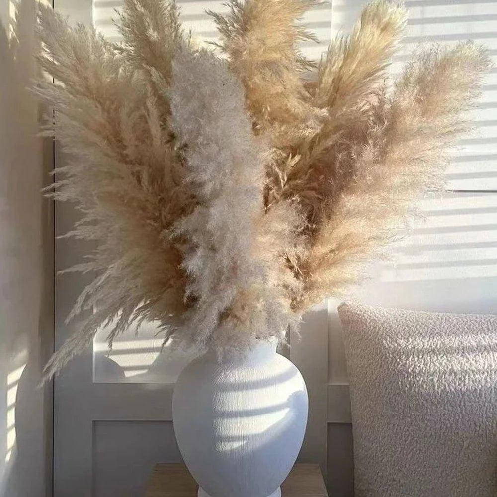 Natural Dried Flower Bouquet | 80 cm Pampas Grass with Fluffy Feathers | Elegant Home Decor for Boho Aesthetic