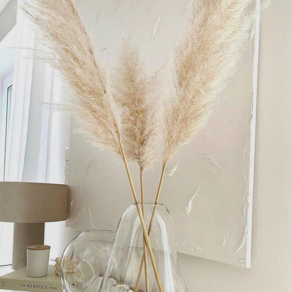 Natural Dried Flower Bouquet | 80 cm Pampas Grass with Fluffy Feathers | Elegant Home Decor for Boho Aesthetic