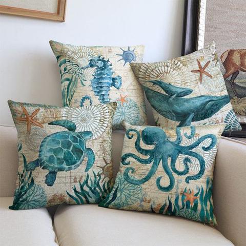 Ocean Bliss Collection | Coral-Themed Pillowcases with Concealed Zipper | Soft Linen for Cozy Home Decor