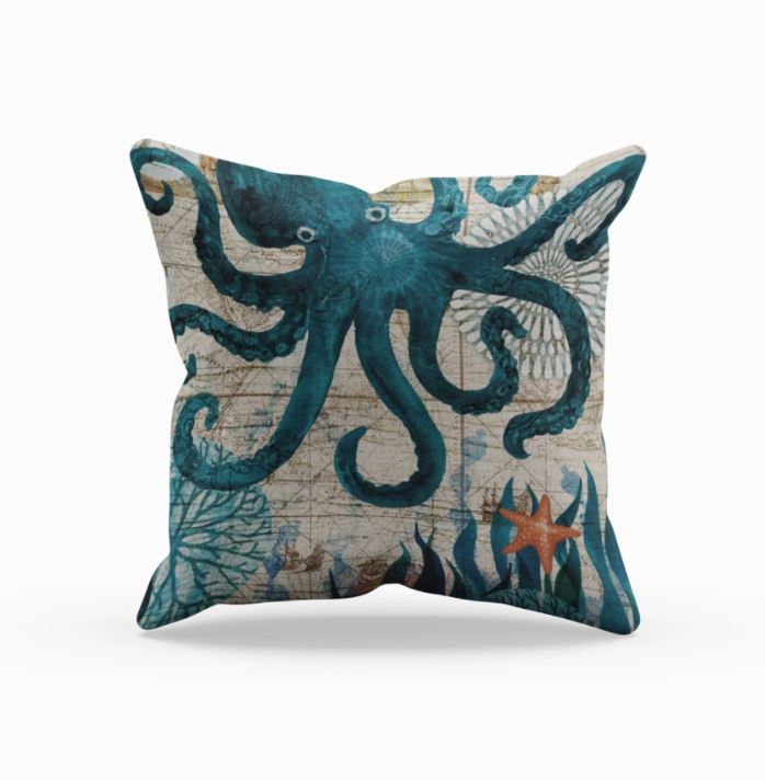 Ocean Bliss Collection | Coral-Themed Pillowcases with Concealed Zipper | Soft Linen for Cozy Home Decor