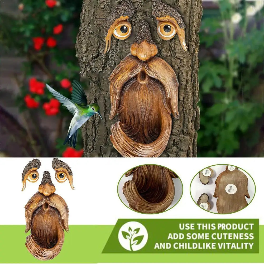 Old Man Tree Face Sculpture | Unique Garden Decor for Enchanting Outdoor Spaces