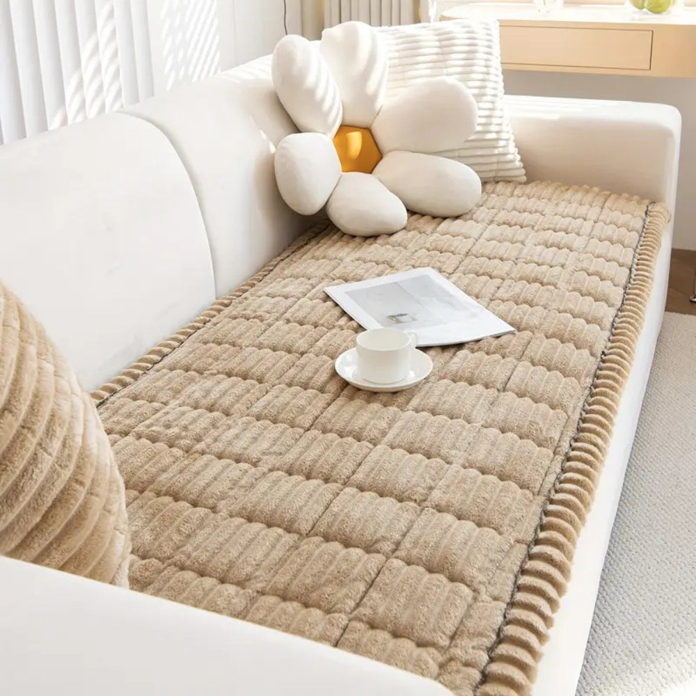 Plush Sofa Cover with Handcrafted Pleated Edges | Cozy Protection for Dogs