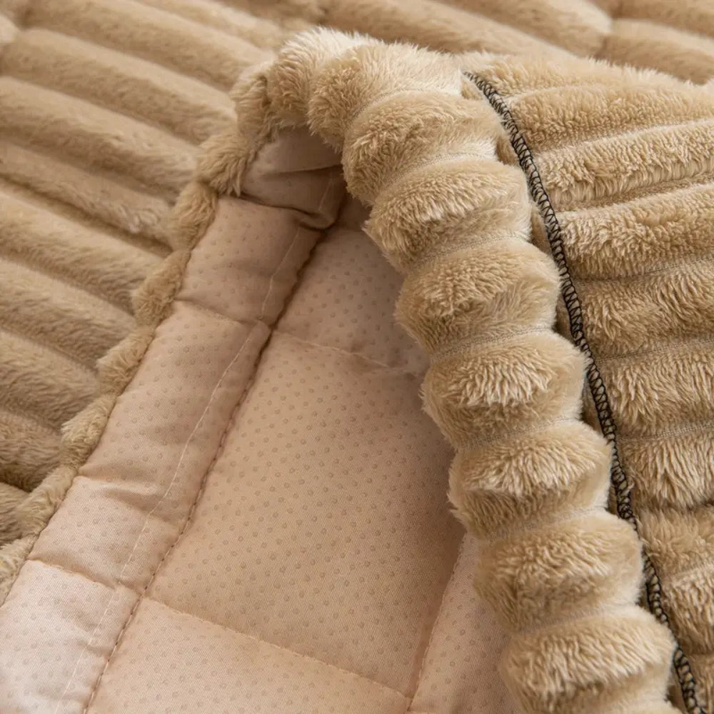 Plush Sofa Cover with Handcrafted Pleated Edges | Cozy Protection for Dogs