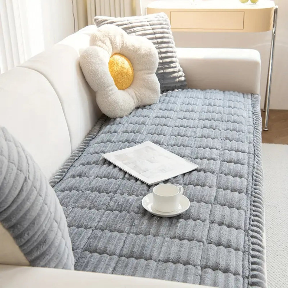 Plush Sofa Cover with Handcrafted Pleated Edges | Cozy Protection for Dogs
