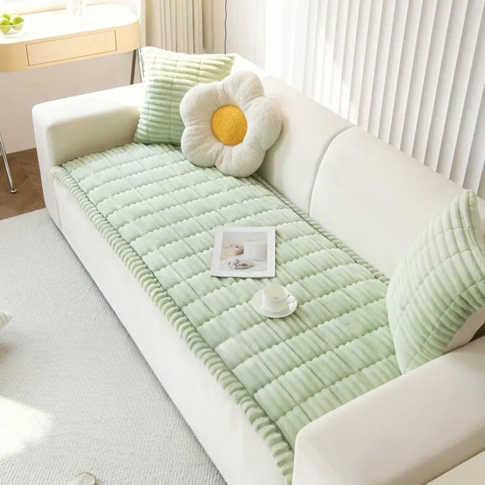 Plush Sofa Cover with Handcrafted Pleated Edges | Cozy Protection for Dogs