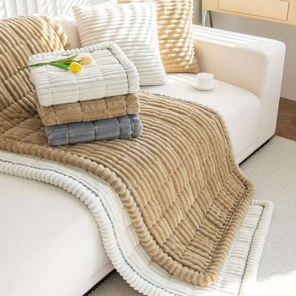 Plush Sofa Cover with Handcrafted Pleated Edges | Cozy Protection for Dogs