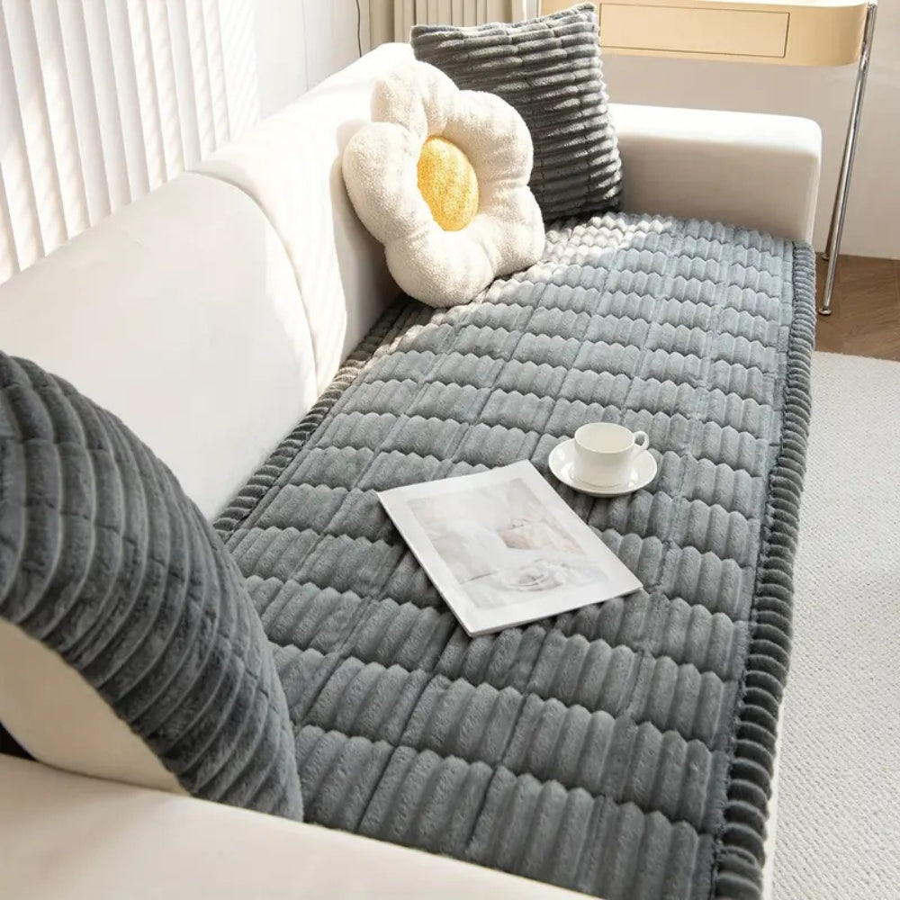 Plush Sofa Cover with Handcrafted Pleated Edges | Cozy Protection for Dogs