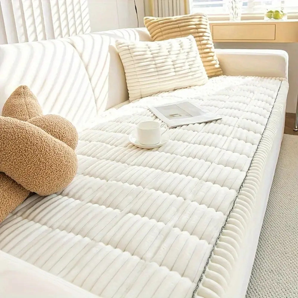 Plush Sofa Cover with Handcrafted Pleated Edges | Cozy Protection for Dogs