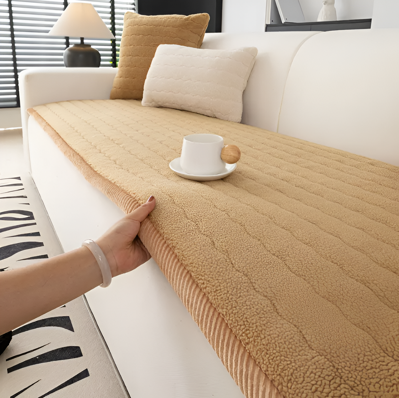 PolyesPlush | Non-Slip Sofa Cover with Pet-Resistant Design | Stylish Protection for Clean Furniture
