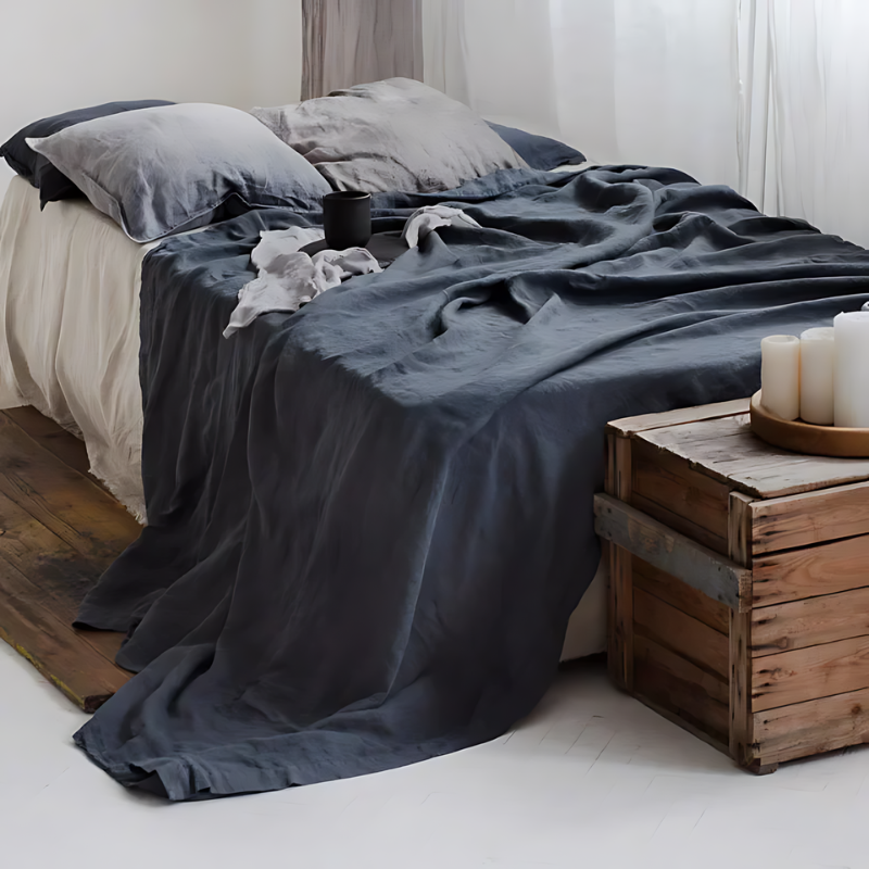 Premium Linen Bed Sheet Set with Exceptional Airflow | Hypoallergenic Comfort for Restful Sleep