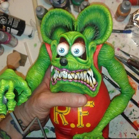 Rat Fink Collectible Model Toy | Handcrafted Vintage Halloween Decoration with Unique Details for Nostalgic Decor