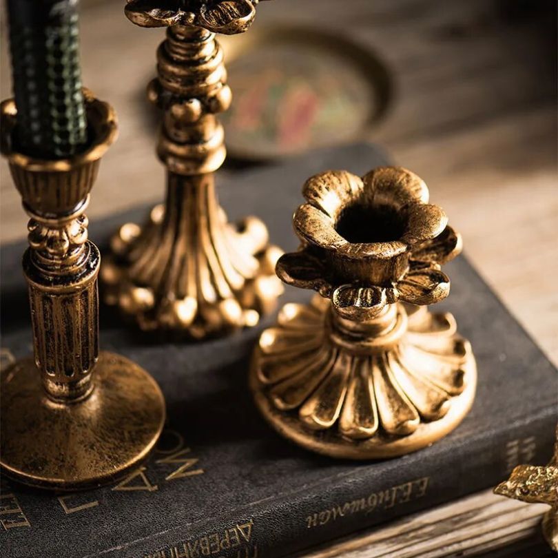 Rustic Gold Candle Holder | Elegant Design for Cozy Home Decor