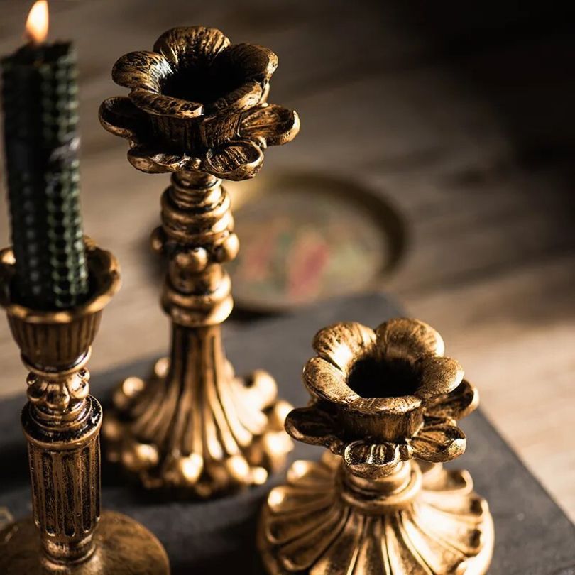 Rustic Gold Candle Holder | Elegant Design for Cozy Home Decor