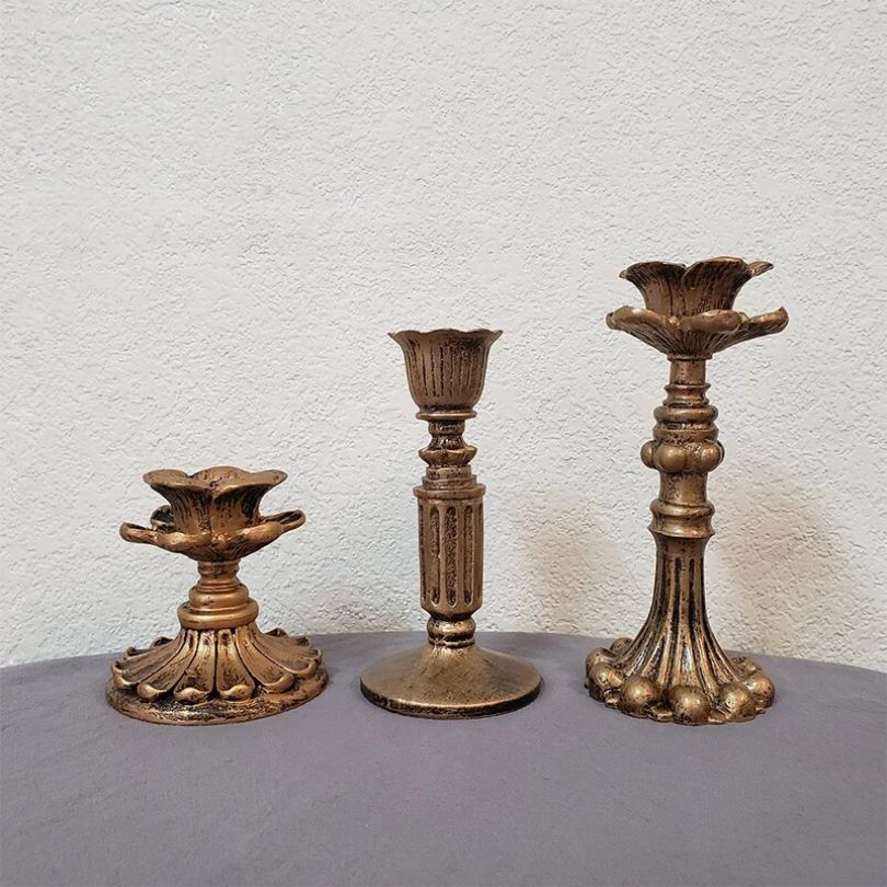 Rustic Gold Candle Holder | Elegant Design for Cozy Home Decor