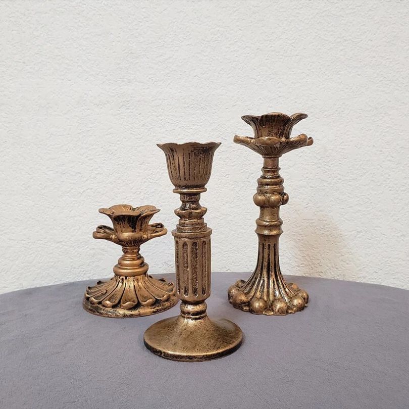 Rustic Gold Candle Holder | Elegant Design for Cozy Home Decor