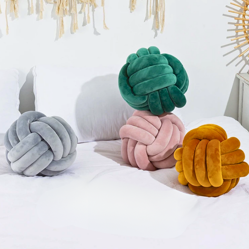 Scandinavian Velvet Knot Cushion with Plush Cotton Filling | Stylish Home Decor for Cozy Ambiance