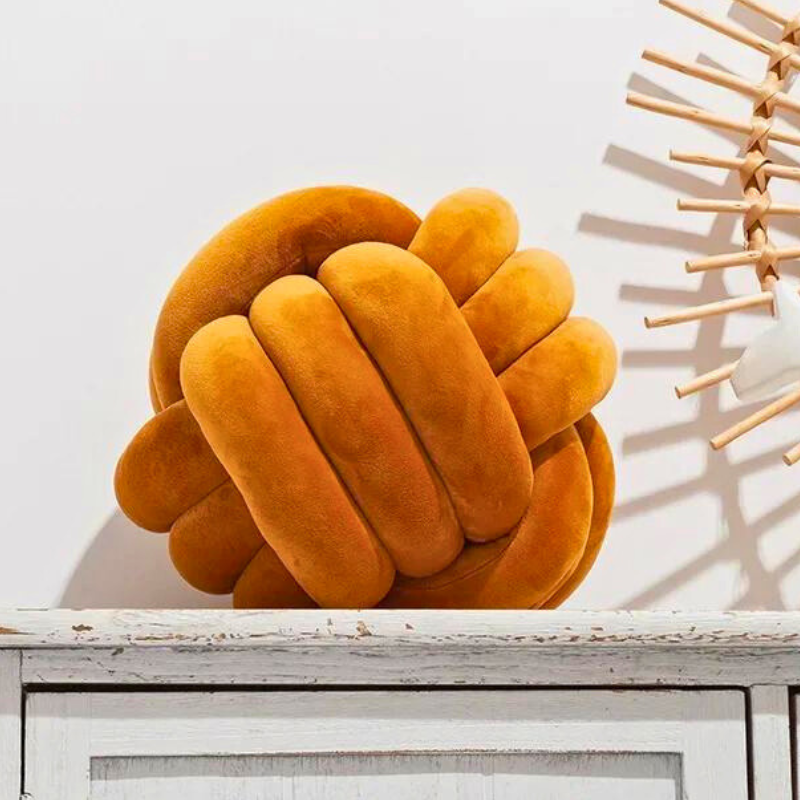 Scandinavian Velvet Knot Cushion with Plush Cotton Filling | Stylish Home Decor for Cozy Ambiance
