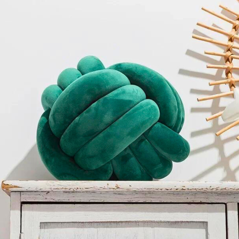 Scandinavian Velvet Knot Cushion with Plush Cotton Filling | Stylish Home Decor for Cozy Ambiance