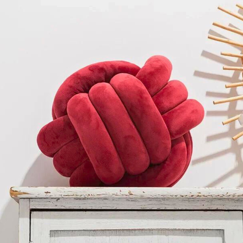 Scandinavian Velvet Knot Cushion with Plush Cotton Filling | Stylish Home Decor for Cozy Ambiance