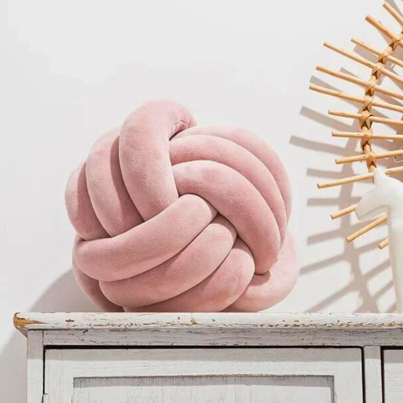 Scandinavian Velvet Knot Cushion with Plush Cotton Filling | Stylish Home Decor for Cozy Ambiance