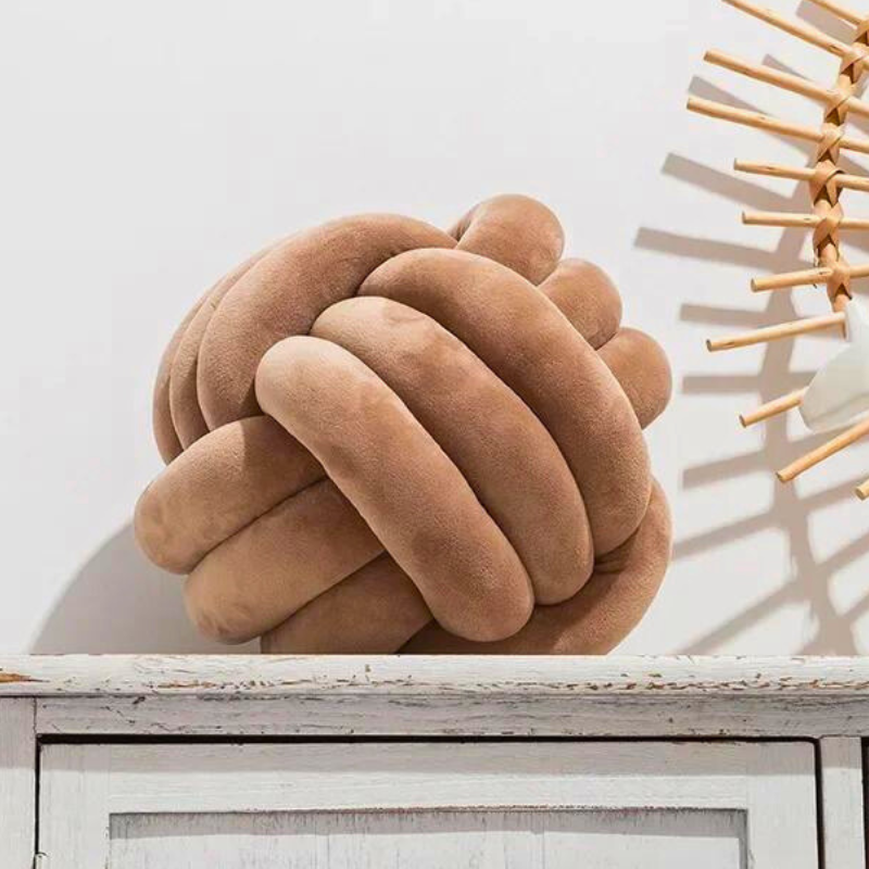 Scandinavian Velvet Knot Cushion with Plush Cotton Filling | Stylish Home Decor for Cozy Ambiance