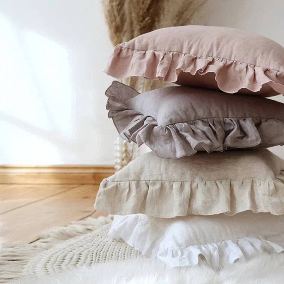 Soft Linen Ruffle Pillowcase | Elegant Design for Cozy Home Decor
