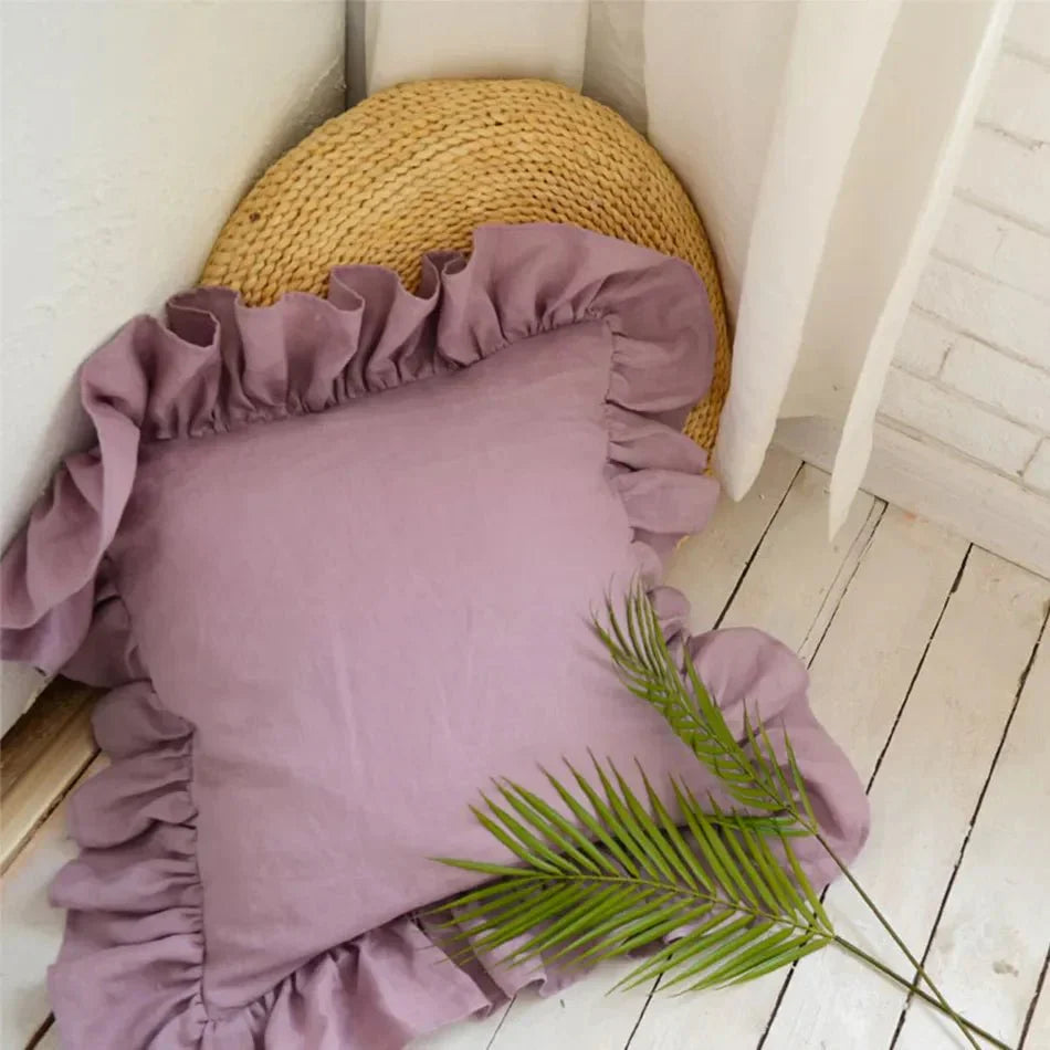 Soft Linen Ruffle Pillowcase | Elegant Design for Cozy Home Decor