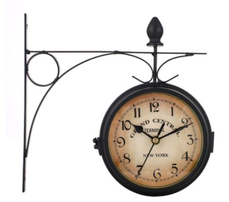 Timeless Charm | Large Outdoor Wall Clock with Double-Sided Dial | Durable Metal Design for Elegant Garden Decor