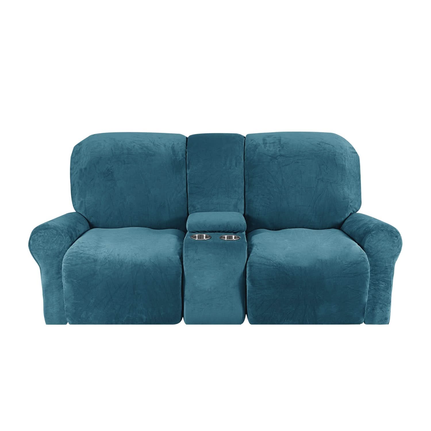 Velvet Plush | 2-Seater Couch Cover with Non-Slip Design & Cup Holders | Ultimate Protection for Your Recliner Loveseat