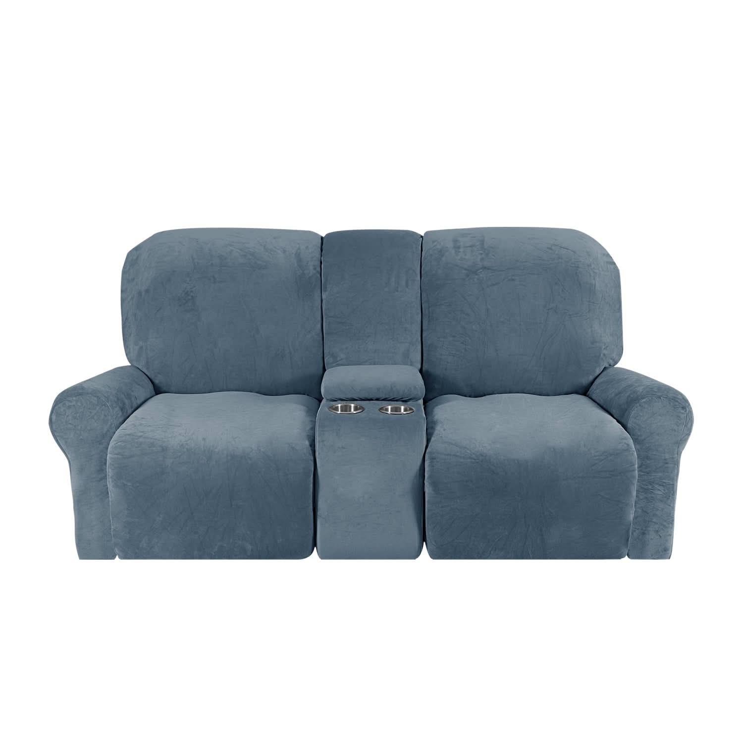 Velvet Plush | 2-Seater Couch Cover with Non-Slip Design & Cup Holders | Ultimate Protection for Your Recliner Loveseat