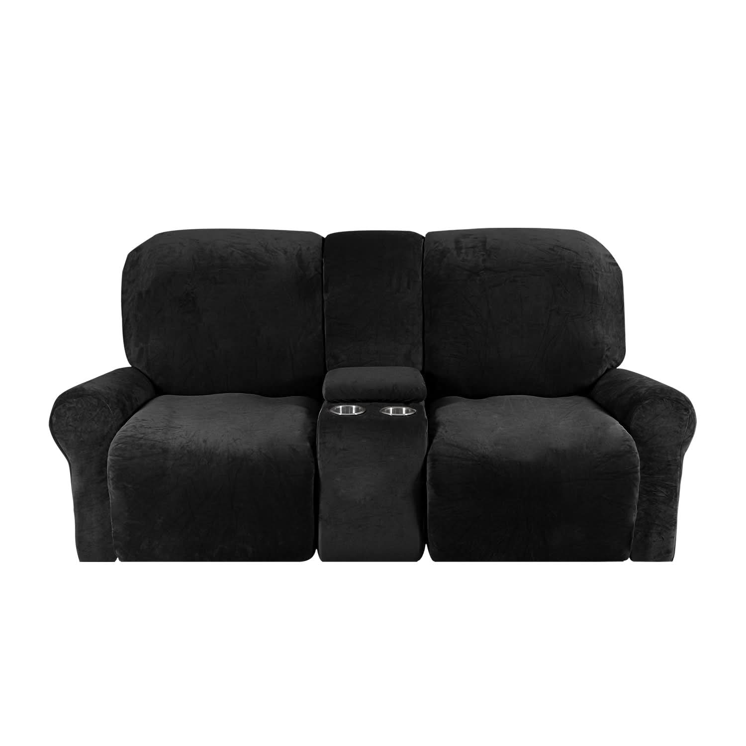 Velvet Plush | 2-Seater Couch Cover with Non-Slip Design & Cup Holders | Ultimate Protection for Your Recliner Loveseat
