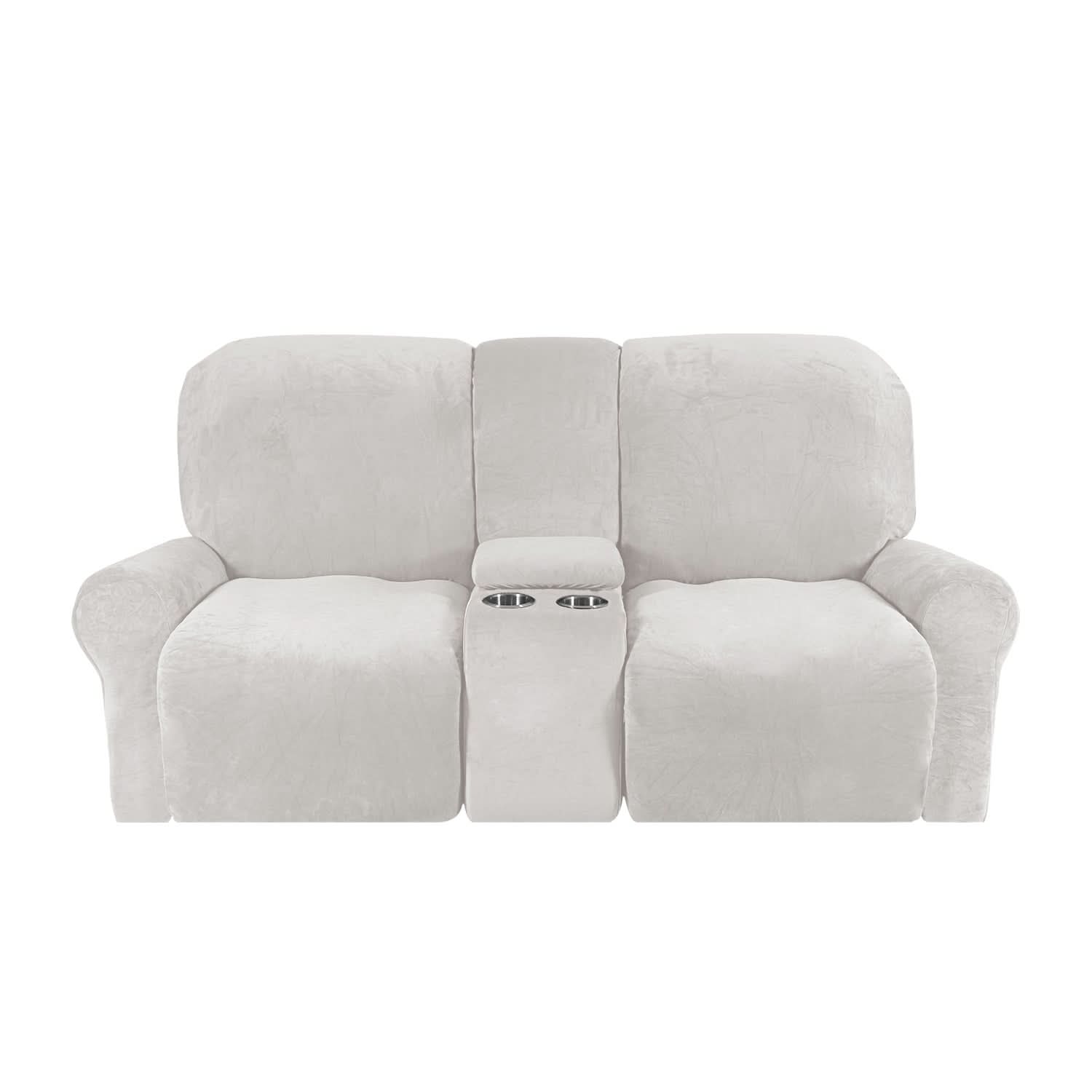 Velvet Plush | 2-Seater Couch Cover with Non-Slip Design & Cup Holders | Ultimate Protection for Your Recliner Loveseat