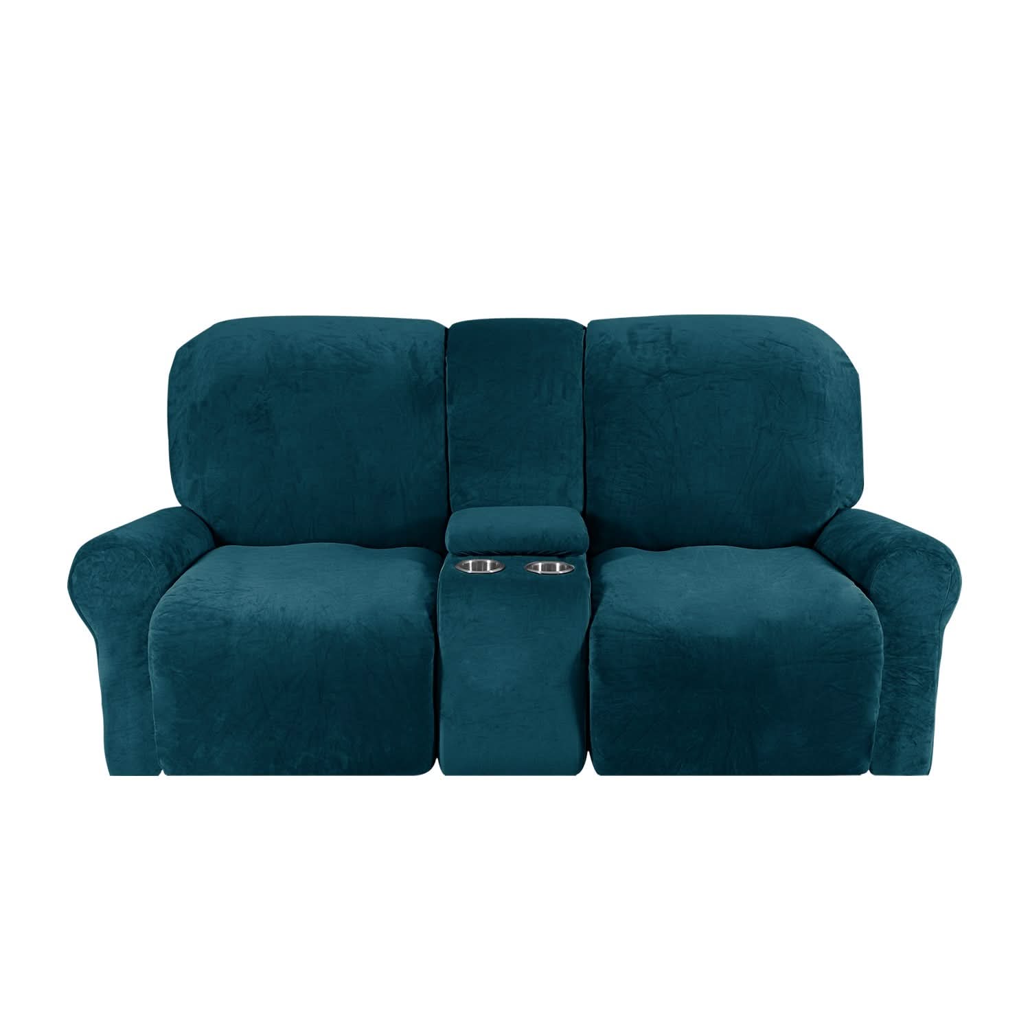 Velvet Plush | 2-Seater Couch Cover with Non-Slip Design & Cup Holders | Ultimate Protection for Your Recliner Loveseat
