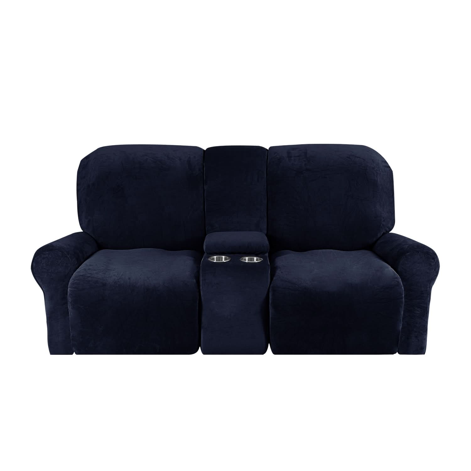 Velvet Plush | 2-Seater Couch Cover with Non-Slip Design & Cup Holders | Ultimate Protection for Your Recliner Loveseat