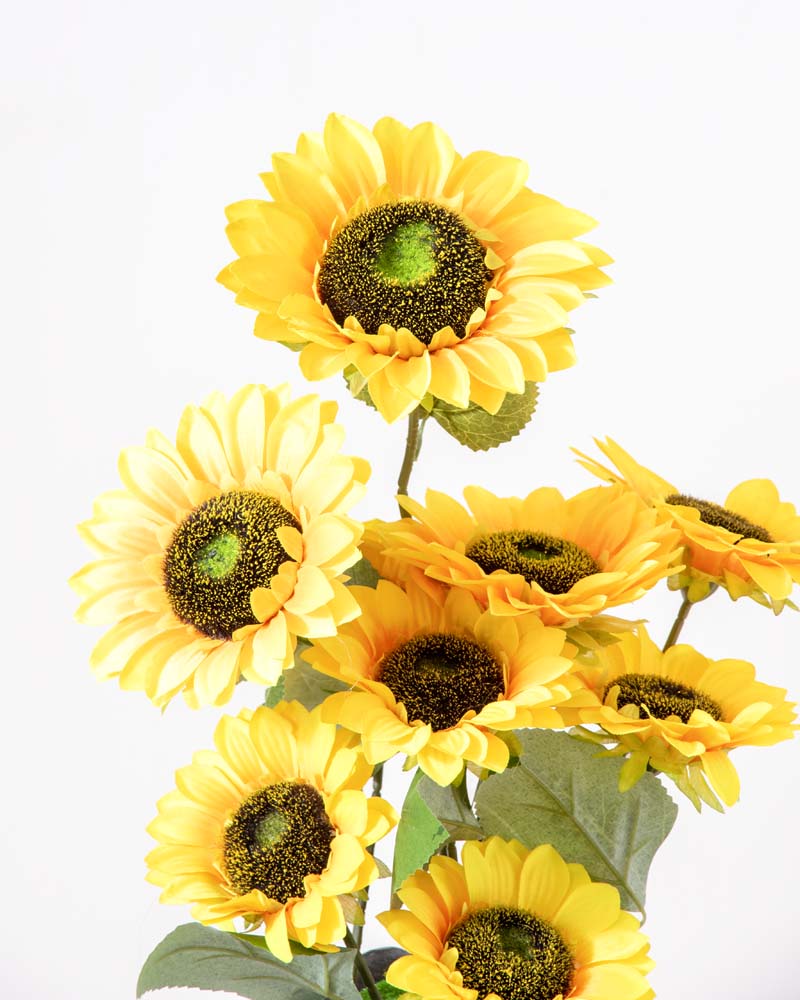 Vibrant Sunflower Artificial Flower Arrangement in Cement Pot | Low Maintenance Faux Flowers for Home Decor