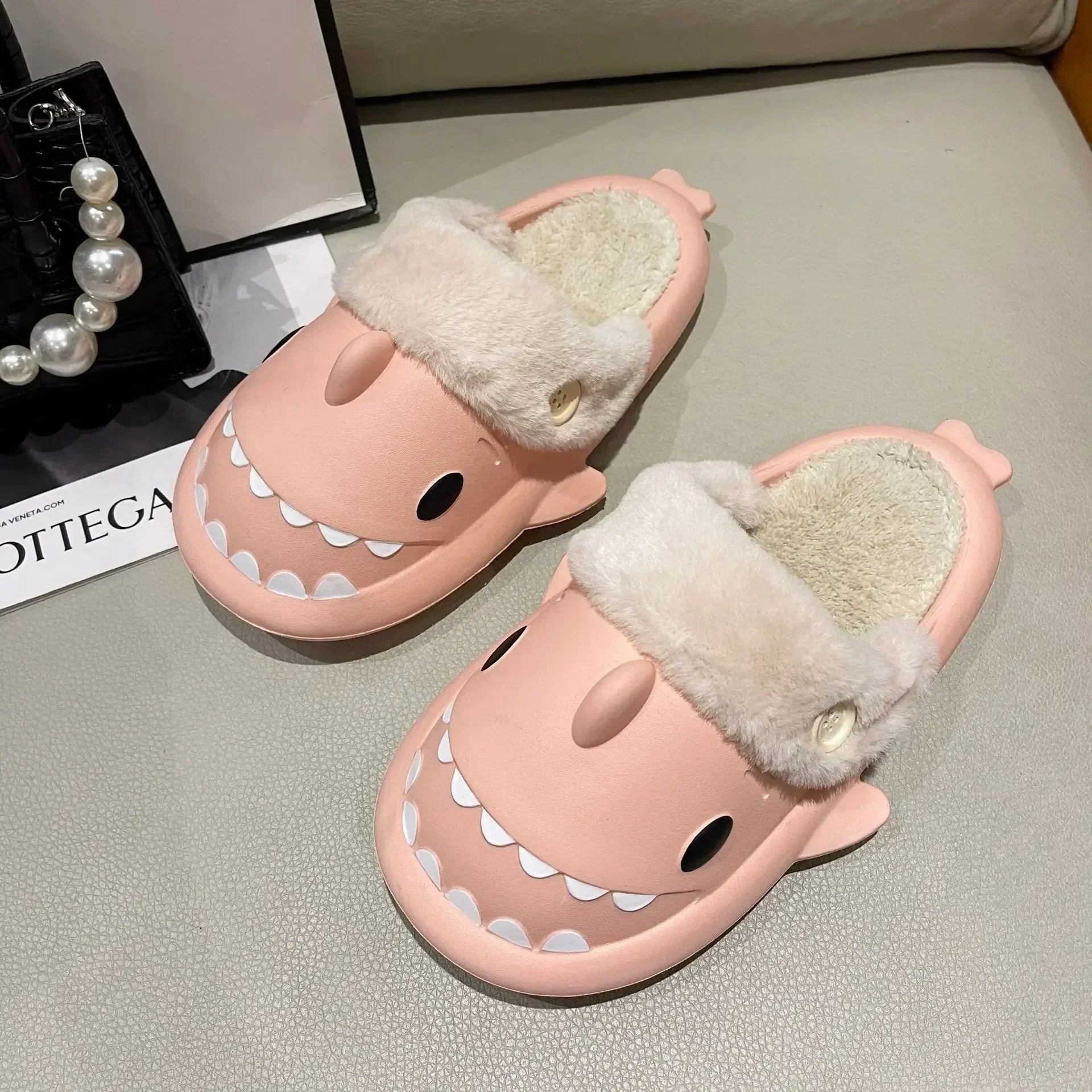 Whimsical Cotton Slippers | SharkSlides with Non-Slip Sole | Cozy Indoor Footwear for Ultimate Comfort
