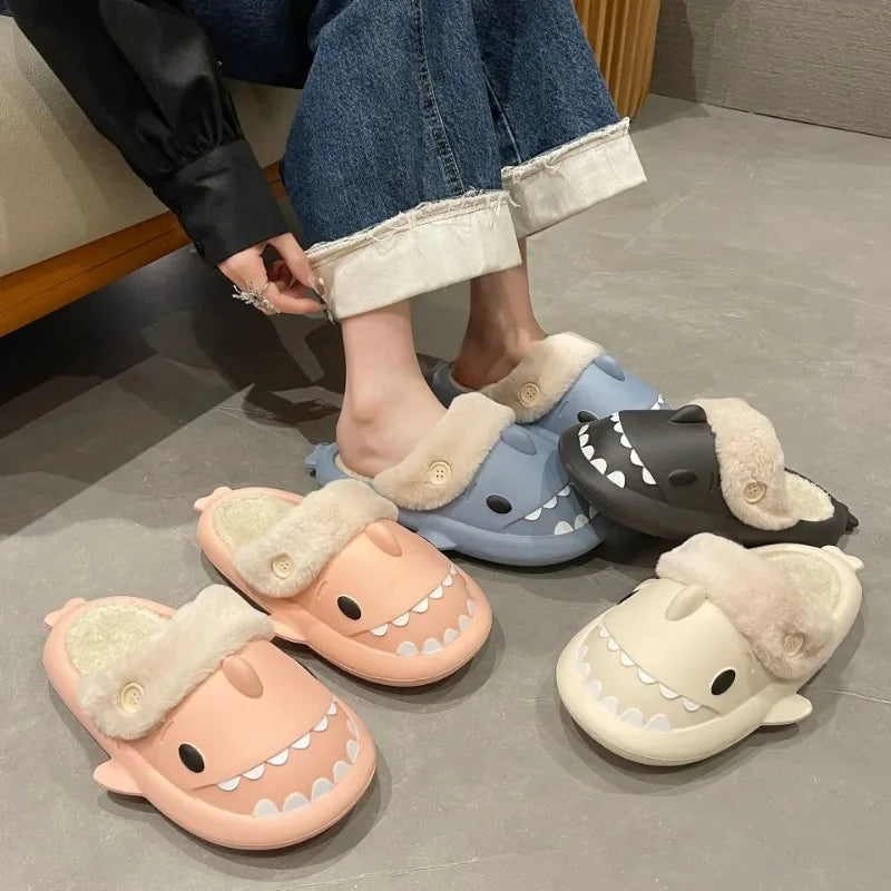 Whimsical Cotton Slippers | SharkSlides with Non-Slip Sole | Cozy Indoor Footwear for Ultimate Comfort