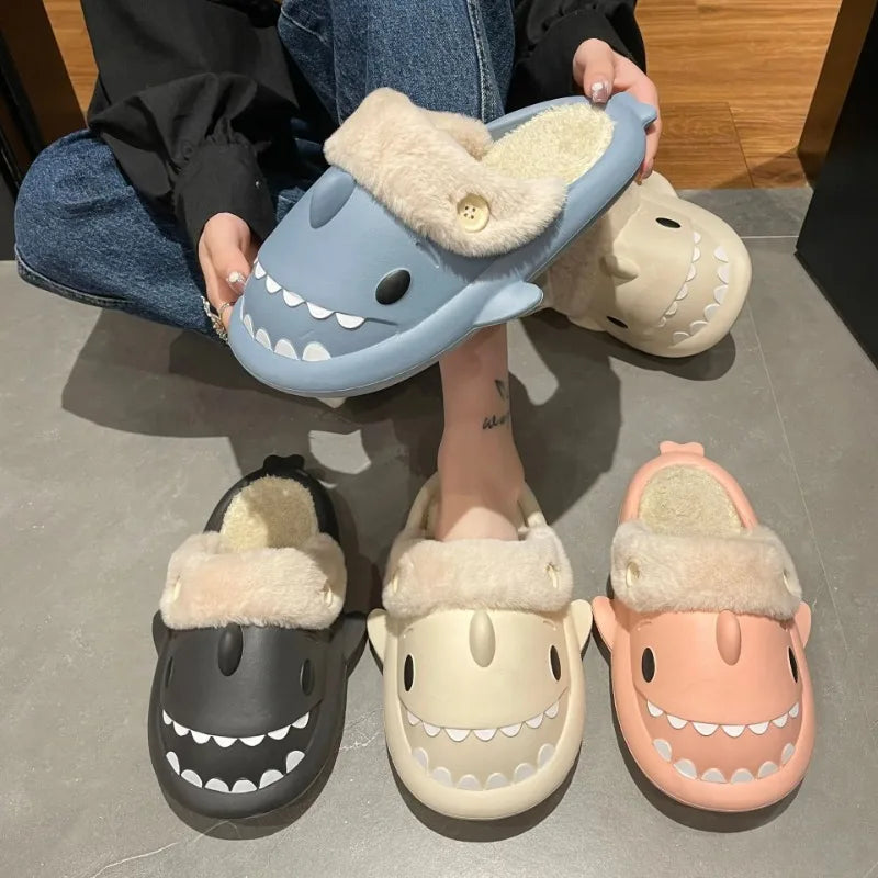 Whimsical Cotton Slippers | SharkSlides with Non-Slip Sole | Cozy Indoor Footwear for Ultimate Comfort