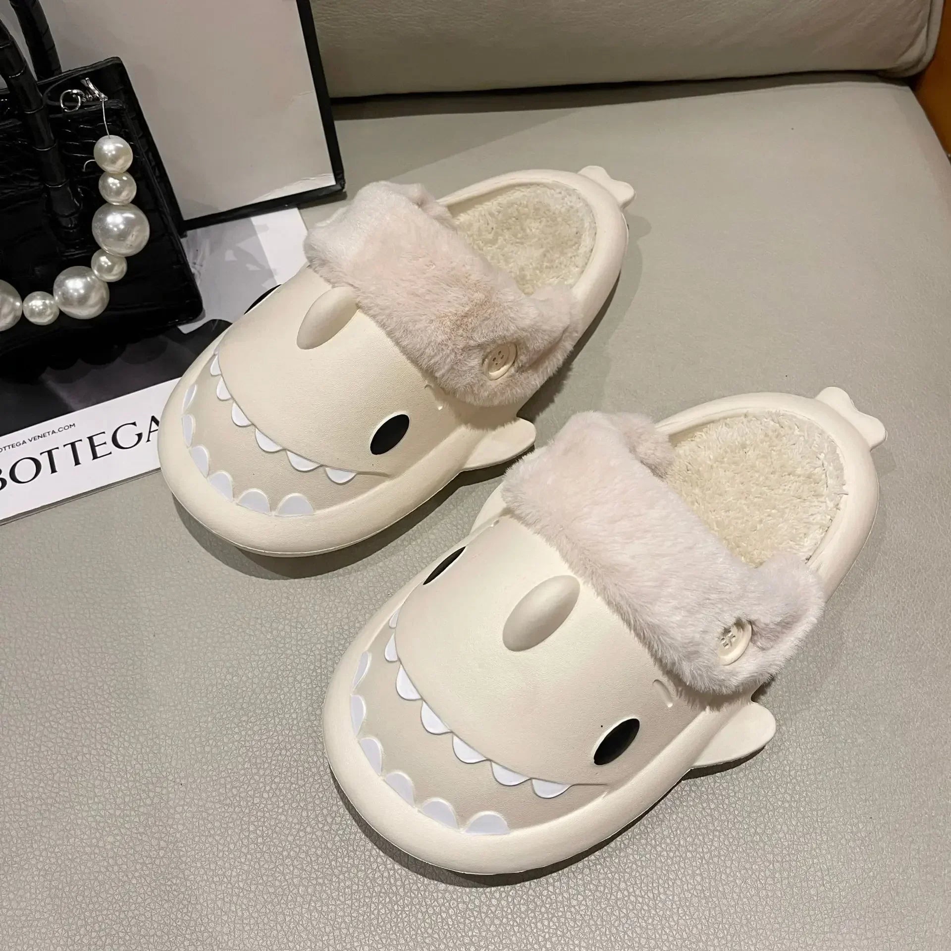 Whimsical Cotton Slippers | SharkSlides with Non-Slip Sole | Cozy Indoor Footwear for Ultimate Comfort