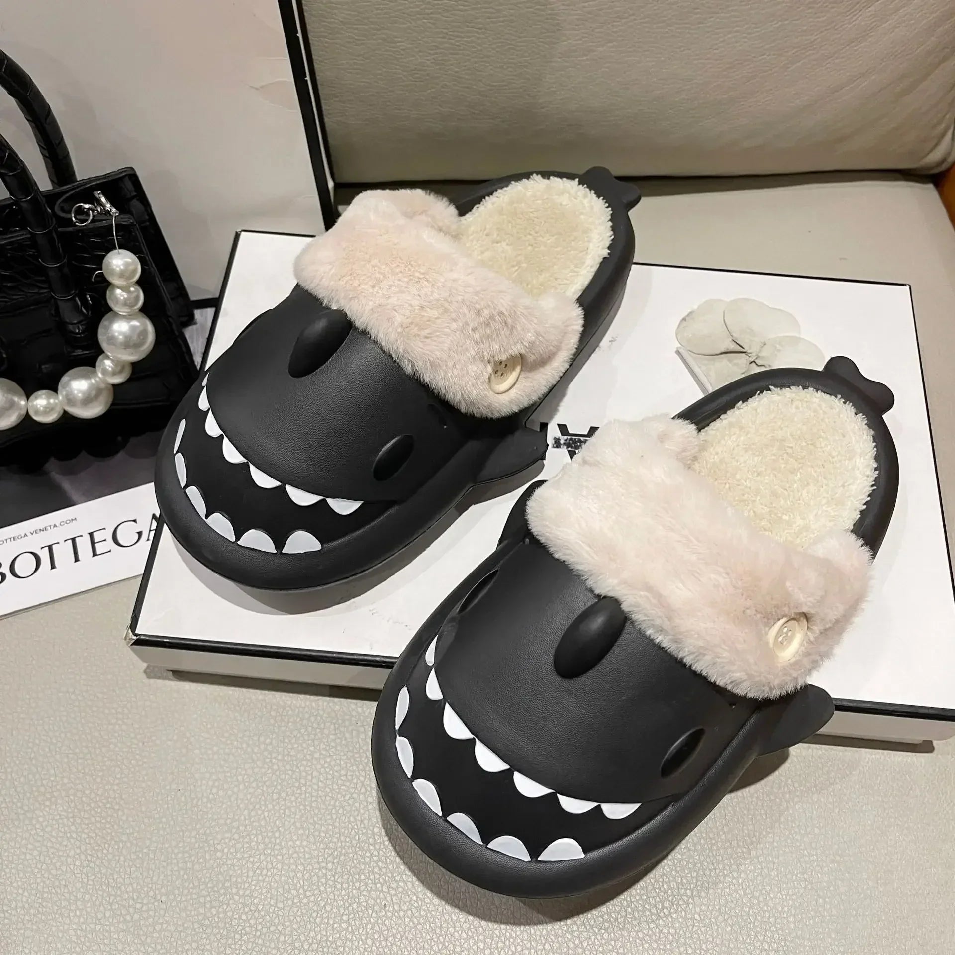 Whimsical Cotton Slippers | SharkSlides with Non-Slip Sole | Cozy Indoor Footwear for Ultimate Comfort