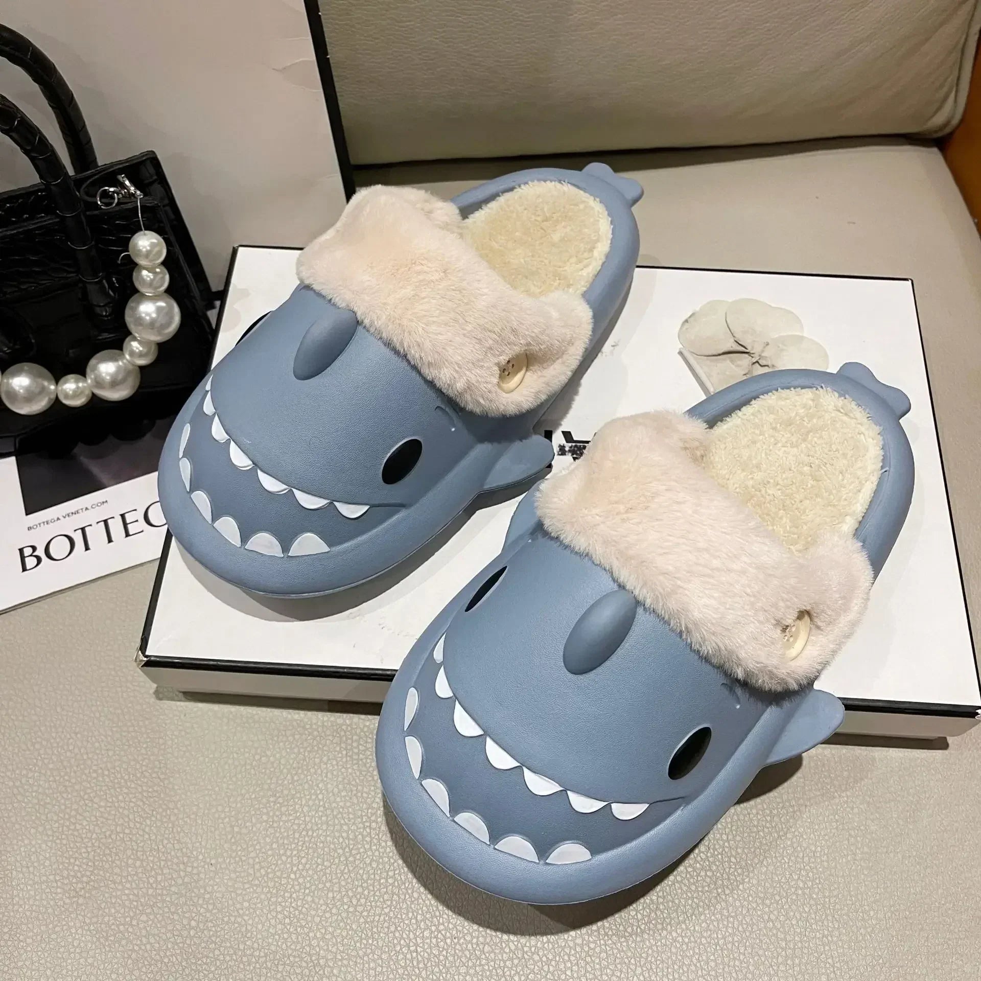 Whimsical Cotton Slippers | SharkSlides with Non-Slip Sole | Cozy Indoor Footwear for Ultimate Comfort