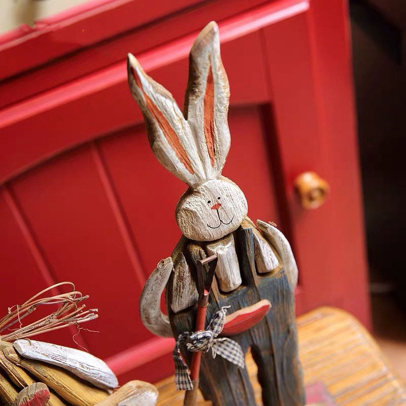 Whimsical Wooden Easter Bunny Garden Ornament | Durable Outdoor Decor for Joyful Yard Decorations